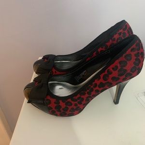 Red And Black Leopard Print Heels - image 1